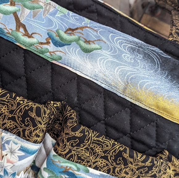 Hand Crafted Bingo/Tote Bag Asian Inspired Cotton Fabric - Picture 6 of 7